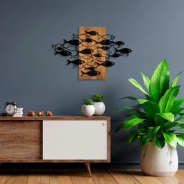 Wallity Shoal Accesorio de Pared de Madera y Metal Nogal y Negro